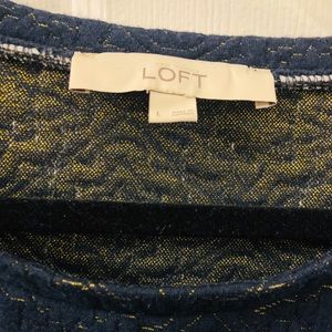 Loft Navy Blue, Gold Thread Quilted Sweatshirt - L